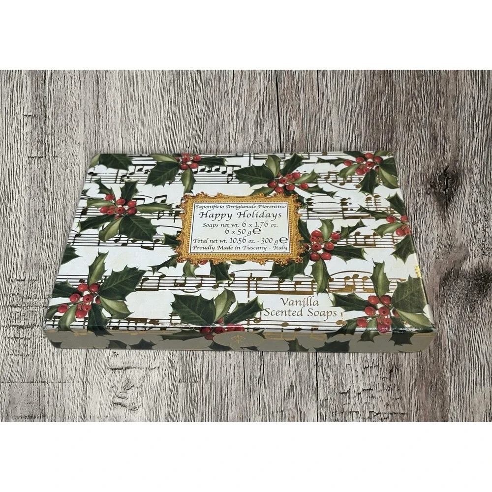 6 Vanilla Holiday Soaps Saponificio Artigianale Fiorinrino Italy Tuscany NEW